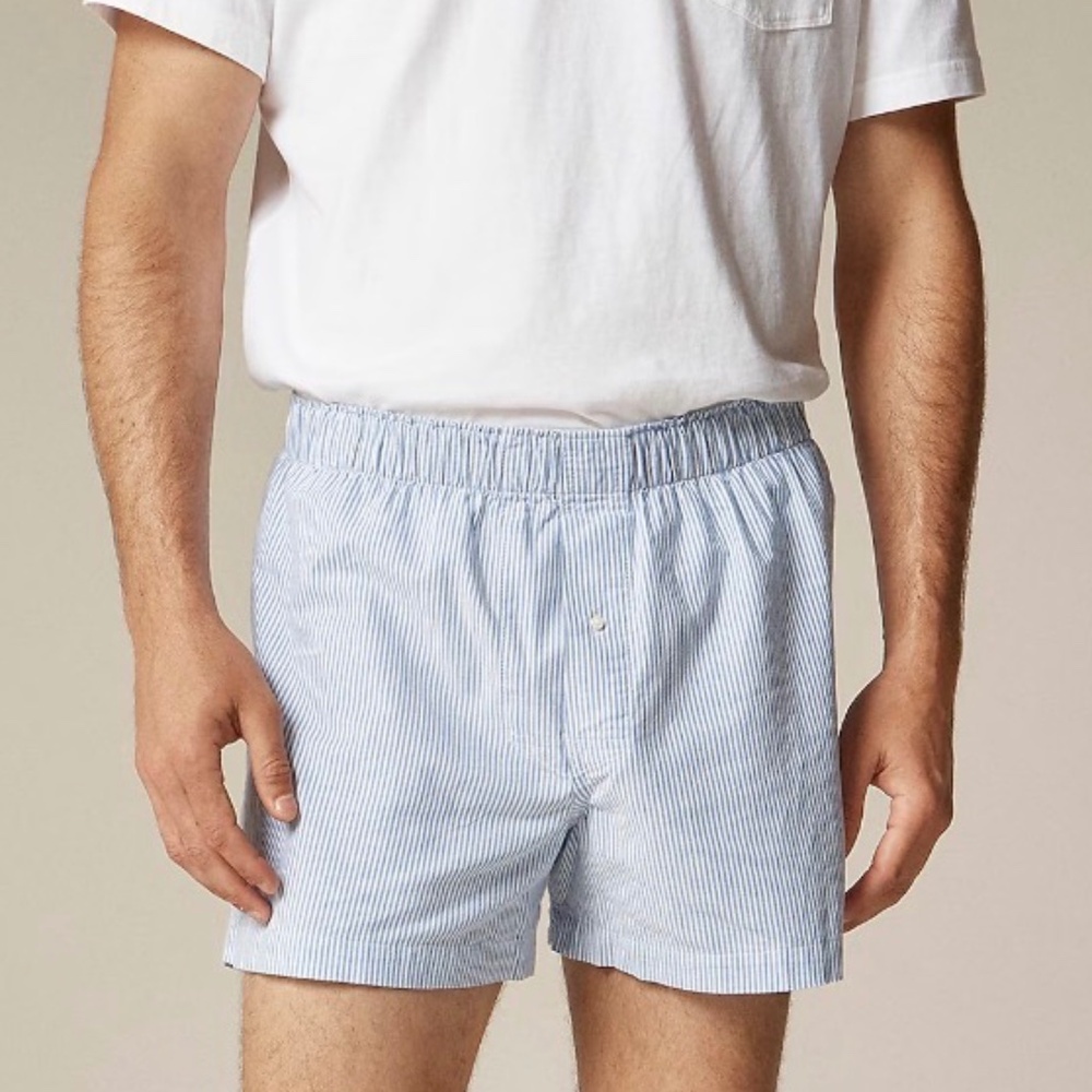 NWT J Crew Light Blue Striped Boxer Shorts Size Small